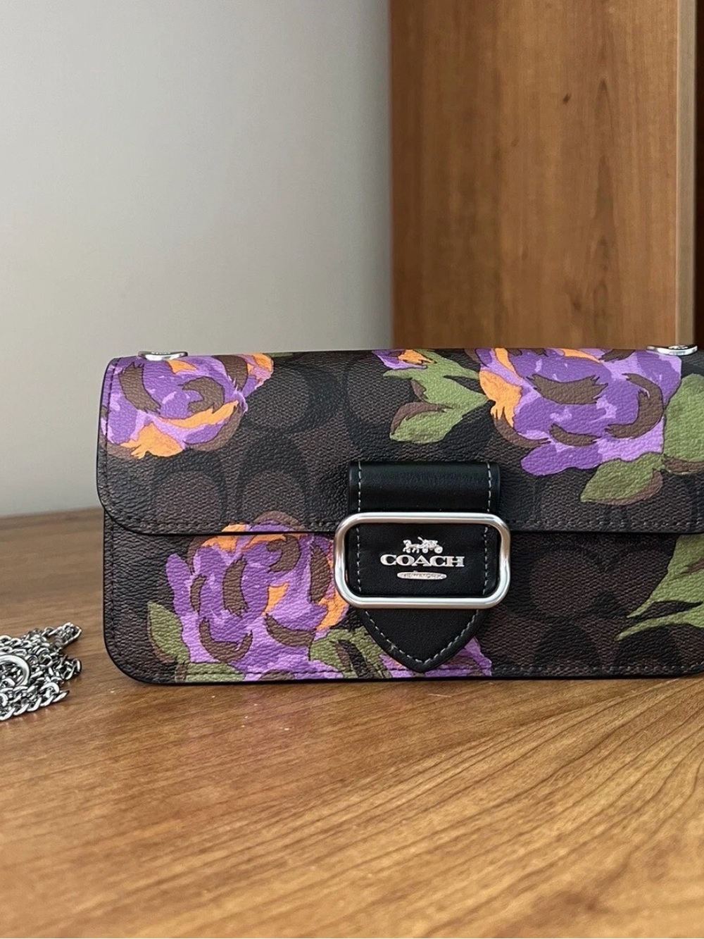 Coach Floral Chain Crossbody Bag - Purple/Black/Green💜💜💜💜💜💜💜 - Picture 14 of 16